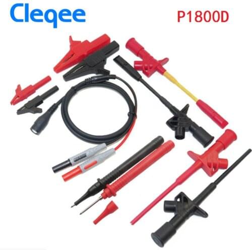Cleqee P1800B/C/D 11-in-1 BNC Electronic Specialties Test Lead Automotive&Multimeter probe leads kit Flexible&Piercing Test Hook