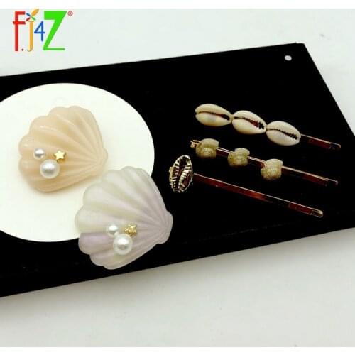 F.J4Z Hot Seashell Hair Clips Women Resin Hairgreips Nature Shell Conches Hair Pins Summer Hair Jewelry Palillos del pelo