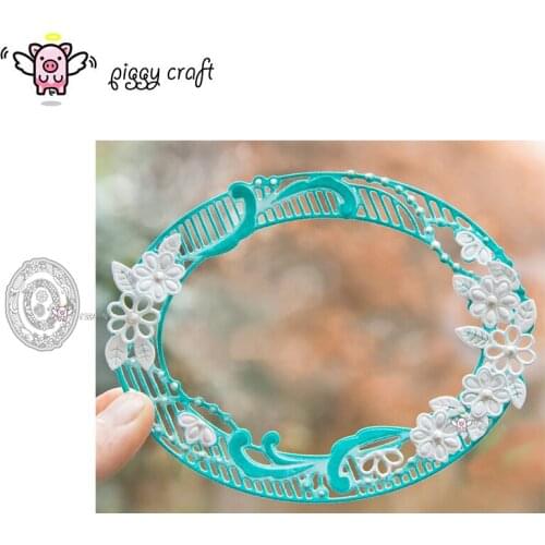 Piggy Craft metal cutting dies cut die mold 5Pcs Oval flower frame Scrapbook paper craft knife mould blade punch stencils dies