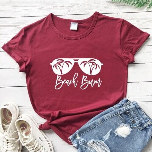 Beach Bum Sunglasses T-shirt Cute Womens Summer Vacation Gift Tshirt Funny Unisex Short Sleeve Graphic Beach Top Tee Shirt