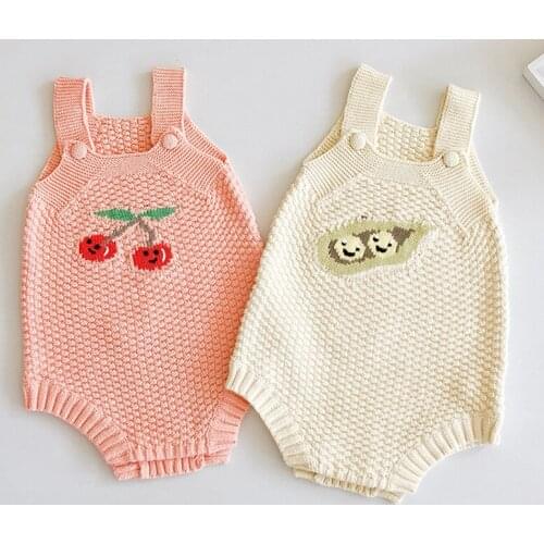 Infant Baby Girl Boy Sleeveless Rompers Fruits Jumpsuit Baby Knitting Braces Rompers Overalls Newborn Baby Girls Boys Clothes