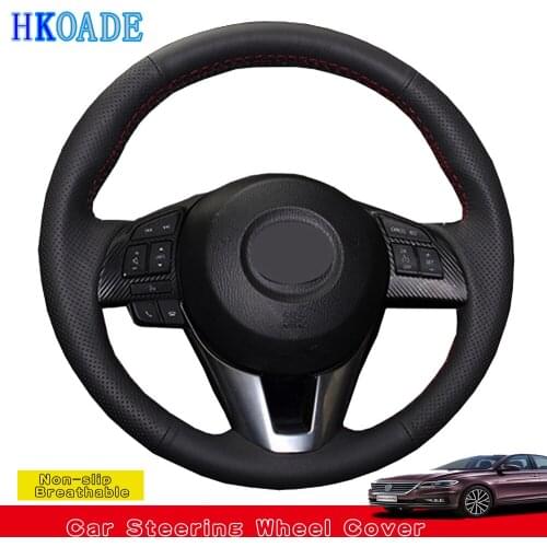 DIY Black Artificial Leather Car Steering Wheel Cover For Mazda CX-5 CX5 Atenza 2014 New Mazda 3 CX-3 2016 Scion iA 2016