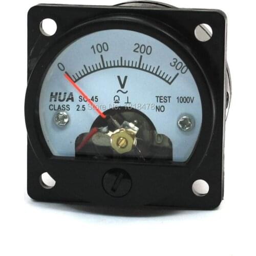 AC 0-300V Round Analog Dial Panel Meter Voltmeter Gauge Black