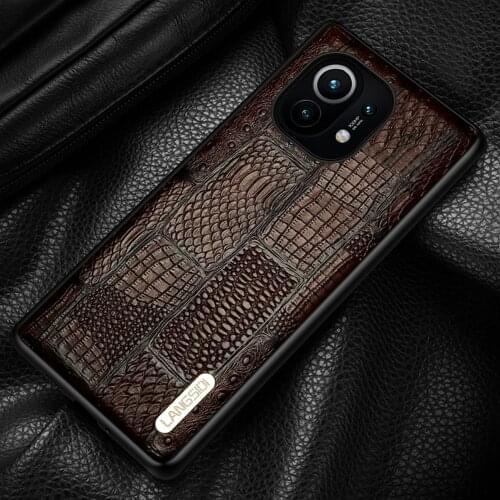 LANGSIDI Leather case For xiaomi Mi 11 10 Pro 10Ultra 9 SE 8 Luxury real cow leather cover fundas For xiaomi mi 11 carcasa new