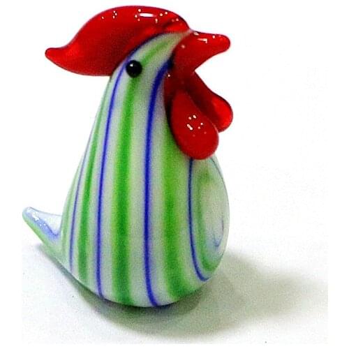 Mini Glass Chicken Figurine Japan Style Colorful Cute Poultry Animal Cock Craft Ornaments Easter Garden Home Decor Small Statue
