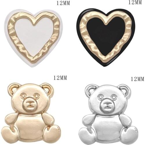 Heart LOVE Bear 12mm Metal snap button DIY jewelry MY1008