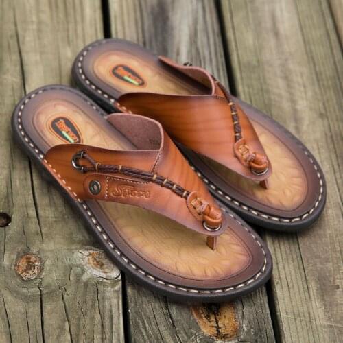 2021 New Summer Shoes Man Flip Flops Beach Slippers Mens Casual Shoes PU Men Flat Indoor Outdoor Sandals Male Swimming Footwear