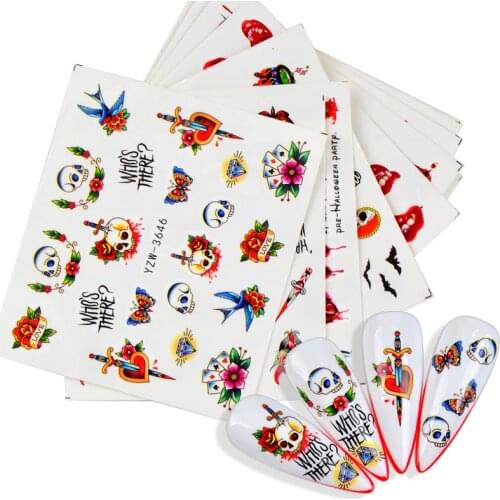 1pcs New Arrivals Nail Art Stickers Water Transfer Adhesive Decals Halloween Watermark Nail Art Decoration Manicure Tattoo Tips