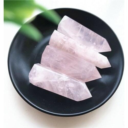 Natural stones and minerals rose quartz crystal wand points gemstones reiki healing feng shui home decor modern arredo casa