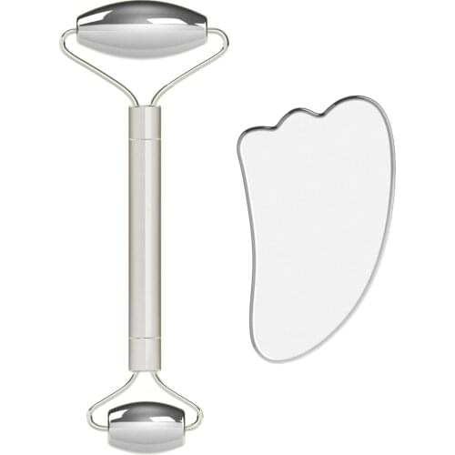 Stainless Steel Roller Facial Massager Face Lifting Gua Sha Scraper Body Slimming Skin Care Roller Massager