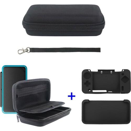 Nylon Hard Protective Carrying Case Cover Handle Bag For Nintendo New 2DS LL/XL Game Console Travel Storage Bag+Silicone Case