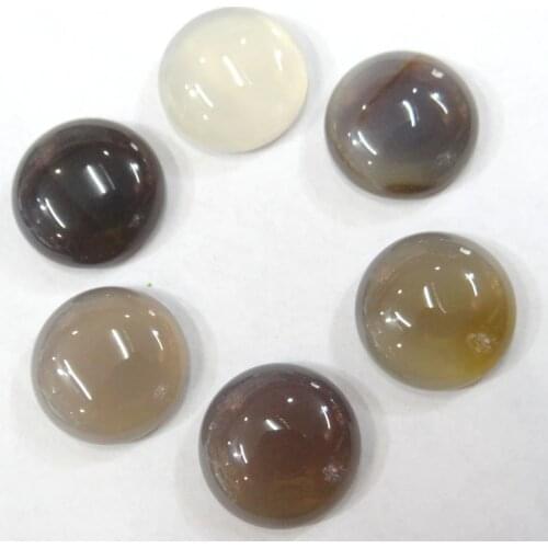 Wholesale 20PCS Natural Stone round 18MM Cabochons No hole gray agates Beads for DIY Jewelry Making Ring Earring Accessories