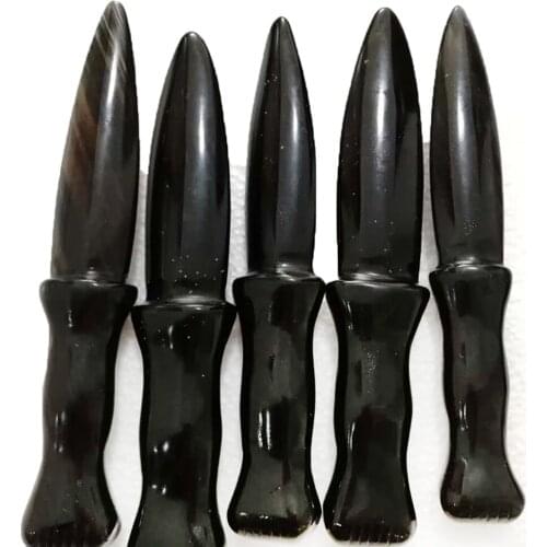 Wholesale Natural Quartz Crystal Dagger Hand Carved Crystal Obsidian Knife Crafts Healing Crystal Stone Home Decoration Gifts