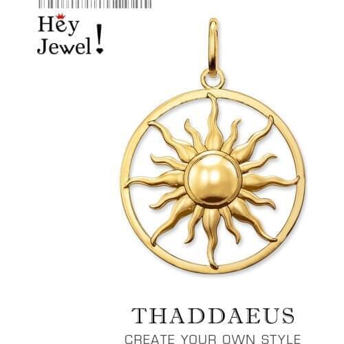 Pendant Golden Sun,2019 Winter New Fashion Glam 925 Sterling Silver Jewelry Europe Trendy Accessories Gift For Men Woman