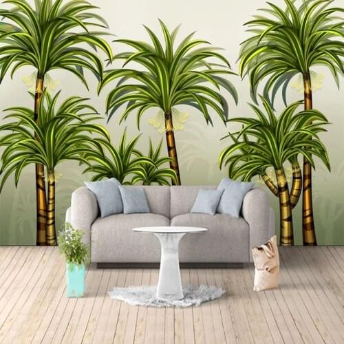 Custom Mural Wallpaper Modern 3D Green Tropical Plants Leaves Wall Painting Living Room Bedroom Hotel Background Wall Paper 3 D