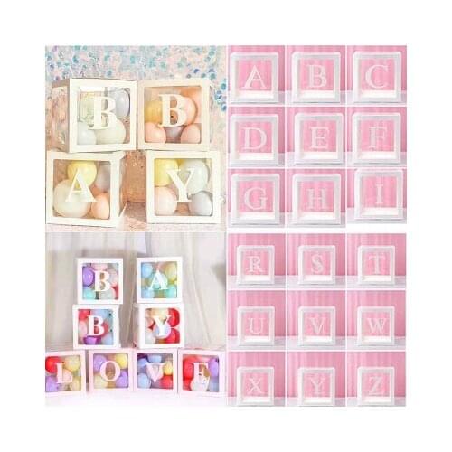 26 English Letter Heart Baby Love Transparent Balloon Box Valentines Day Wedding Engagement Birthday Party Supplies Decorations