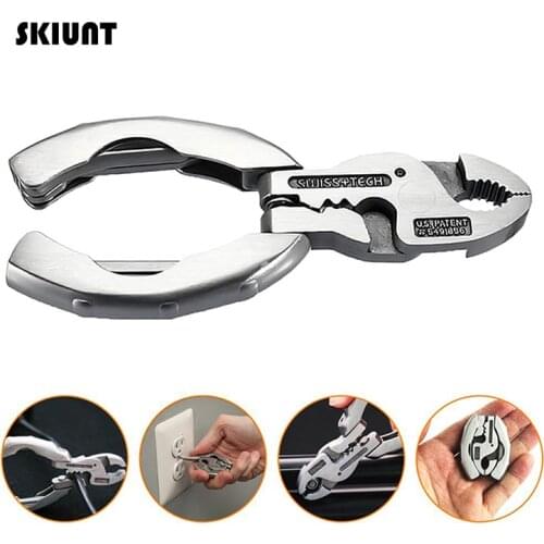SKIUNT Mini Pliers Wire Cutter 9 In 1 Portable Keychain Pliers Outdoor Camping Folding Multitool Screwdriver Pocket Hand Tools