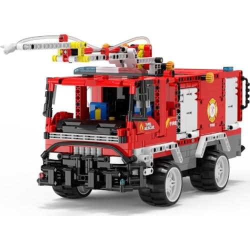 Rescue Fire Truck Remote Control Car That Can Spray Water Compatible With Assembled Building Blocks Brain Game