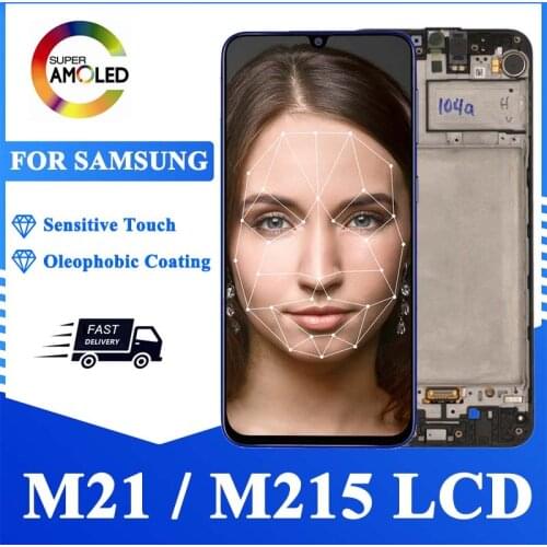 Super AMOLED 6.4" display For Samsung Galaxy M21 M215F LCD Display With Touch Screen Digitizer M215F/DS LCD Assembly With Frame