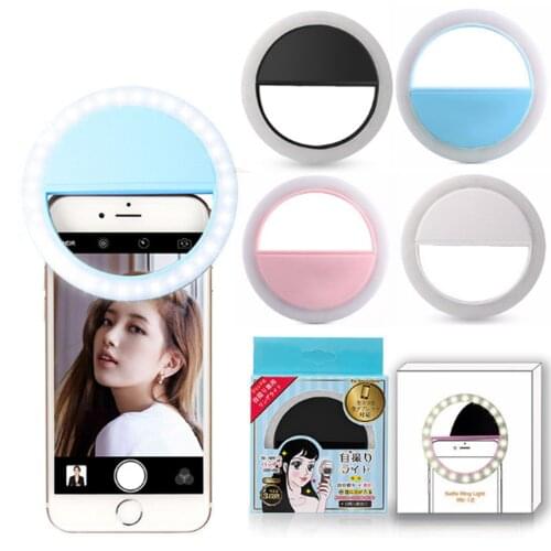 Mobile Phone Light Clip Selfie Fill Light LED Auto Flash Beauty Lens Round Portable Selfie Flashlight Photography Makeup Mirror