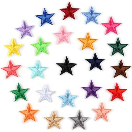 5pcs/lot Pentagram star Iron on Patches Embroidery all colours Badges Red yellow blue Sewing Clothes Stickers DIY Accessory