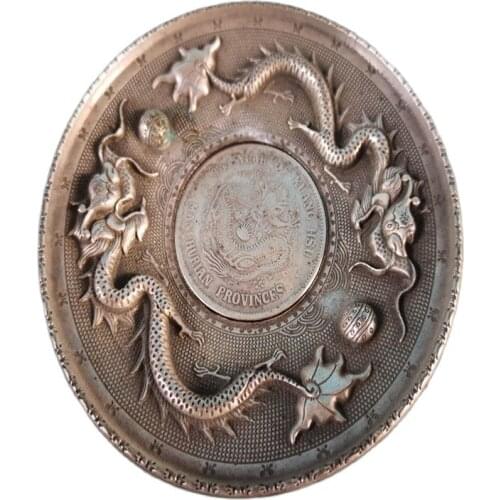 China folk Tibet silver wash dishes double Dragon plates