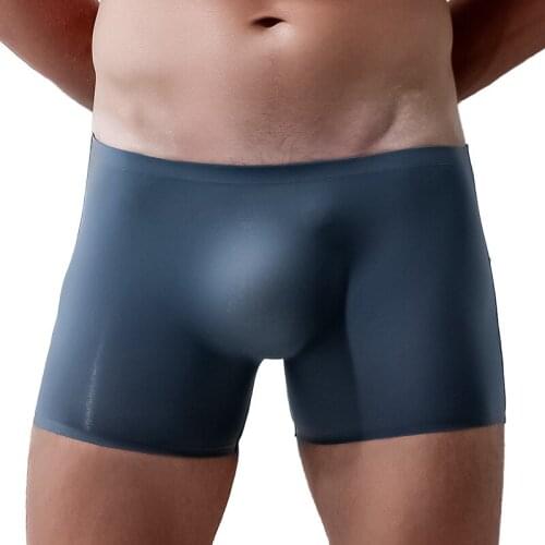 Mens Boxers Sexy Gay Underwear Ultra Thin Ice Silk Panties Man Breathable U Convex Pouch Underpants Male Boxer Shorts Plus Size