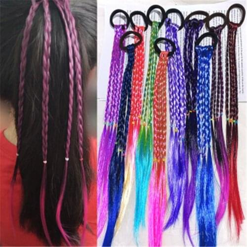 Ponytail Hair Ornament Color Gradient Wig Braid Twist Elastic Hair Bands Girls Ponytail Holder Kids Rubber Band Hair Accessories