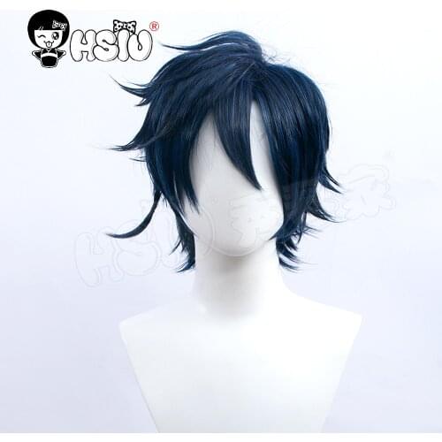 Yao Cosplay Wig Game King Of Glory Cosplay HSIU Black And Blue M Front Bangs Short Hair Free Brand Wig Cap King Of Glory Cosplay