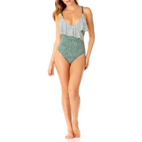 2020 Print Swimwear Women Sexy One Piece Floral Side Swimsuit Push Up Swimming Halter Bodysuit Plus Size