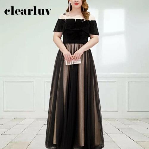 Plus Size Women Party Dresses DR1087 O-Neck Short Sleeve Vestidos De Fiesta Patchwork A-Line Evening Dress Lace Up Formal Gowns