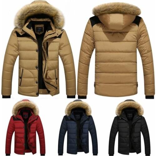 Winter Men Outwear Thick Padded Down Coat Warm Parka Slim Warm Hooded Jacket