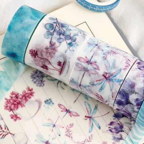 10Pcs/Set Flowers Washi Tape Kawaii Masking Tape Cute Decorative Adhesive Tape Sticker Scrapbooking Diary Stationery