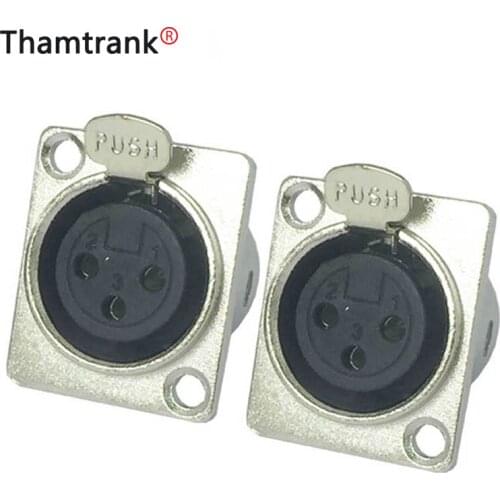 100pcs/lot Female XLR Connector 3 Pin XLR Panel Mount Nickel Plated XLR Jack Socket 2 Holes Panel Chassis Wholesales