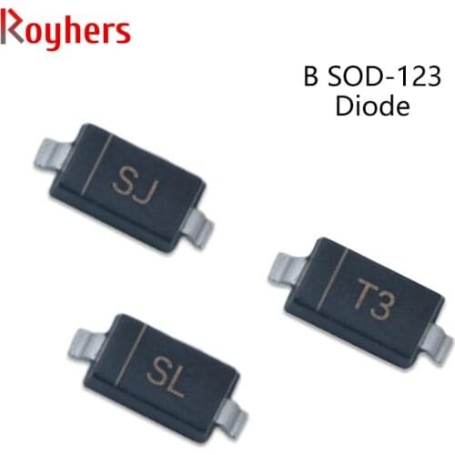 100Pcs SMD Schottky Barrier Diode 20V 30V 40V B5817W SJ BAV21W T3 B5819W SL SOD-123 Electronic Components
