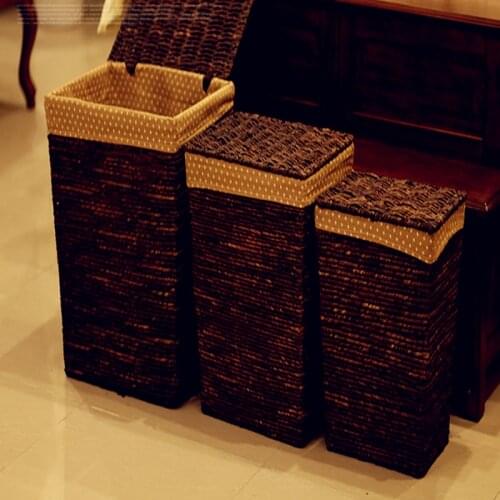 2017 Top Fashion Cane Eco-friendly Storage Bins Wine Picnic Basket Dirty Clothes Rattan Large Storage Laundry Basket