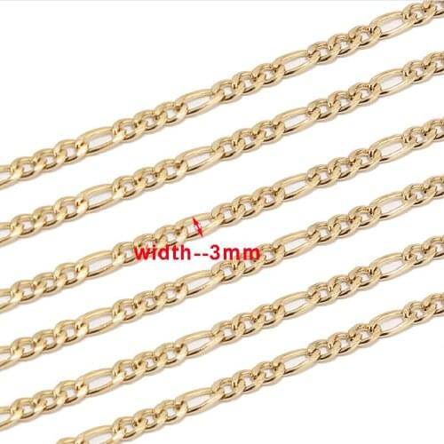 3MM 3:1 Figaro Chain Stainless Steel Gold Plated Figaro Link Chain for DIY necklace bracelet making