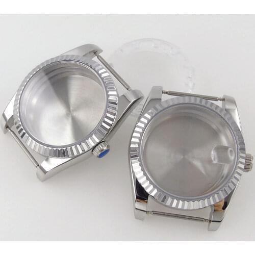 36mm 316L Stainless Steel Watch Case Fit For NH35 NH36 Miyota 8215 DG 2813 3804 Movement Sapphire Coin Bezel Screw Down Crown
