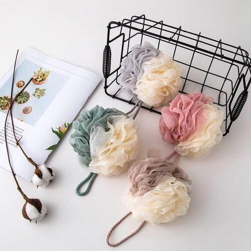 4PCS Assorted Colors Mesh Bath Shower Loofahs Sponge Bubble Balls Body Scrubber with Lanyard for Home Hotel Bathroom Supplies
