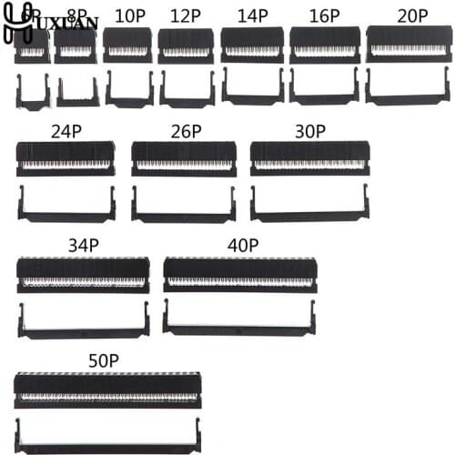 10set 6/8/10/12/14-50Pin IDC Socket Pin Dual Row Pitch 2.54mm IDC Connector 6-50 Pin Cable Socket