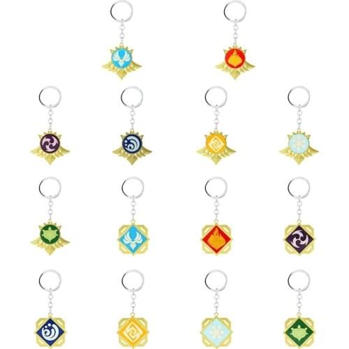 Anime Keychain Genshin Impact Element Vision Gods Eye Mondstadt Liyue Harbor Accessories Bag Pendant Key Chain for Girl Gift