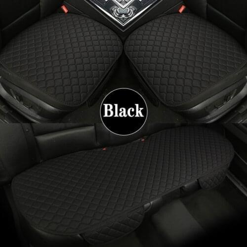 3pcs/set Linen Black Car Seat Cover Four Seasons Universal Flax Front Rear 5 Seat Auto Chair Cushion Protector Pad