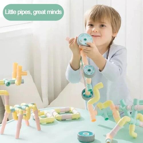 NEW Educational DIY Water Pipe Building Blocks Assembling Pipeline Tunnel Plastic Blocks Toys for Children Gifts