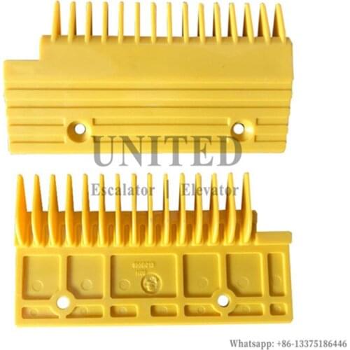 Escalator Yellow Plastic ABS Comb Plate 655B013H06 L153mm W86.5mm Hole Space 92mm 15Teeth LEFT