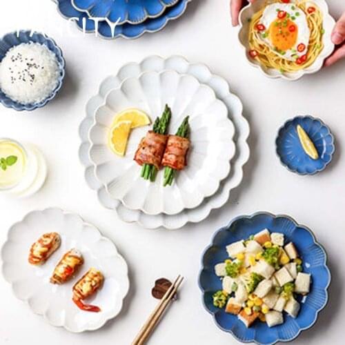 FANCITY Japanese style lace ceramic tableware eating bowl creative large soup bowl noodle bowl creative dishes bowls home
