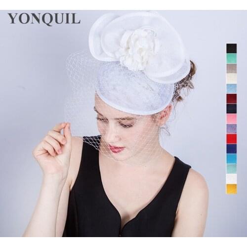 15 Color Bride Mesh Face Veils Hats White Cap Veil Bridal DIY Flower Fascinators Hat Bridal Netting Wedding Vintage Hats SYF202
