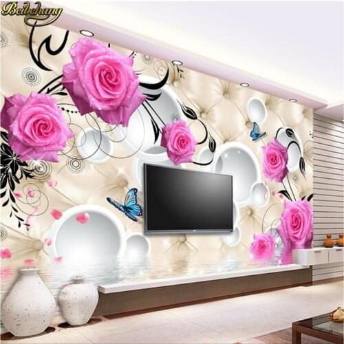 Beibehang Custom Photo Wallpaper 3D Large Wallpaper Wall Sticker Romantic Pink Rose Warm Soft Kit 3D Fashion Backdrop Wall