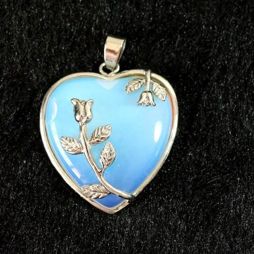 HOT!!! opal stone 27x33mm flower wire wrap heart pendant free shipping wholesale/retail diy jewelry B872