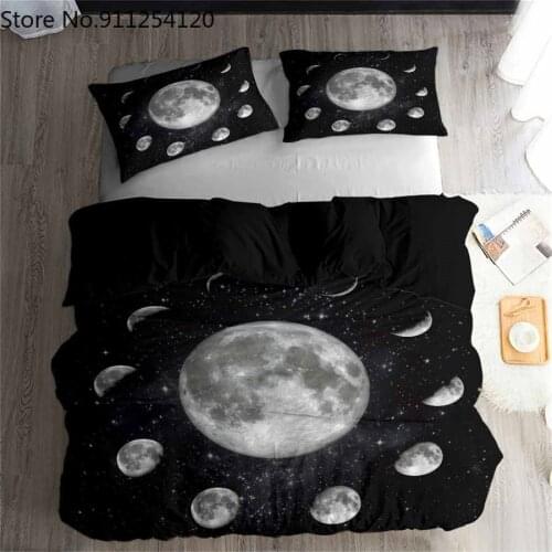Moon Print Duvet Cover Set Outer Space Galaxy Bed Quilt Cover Sun Wolf Bed Quilt Cover Solar System Cartoon Bedding Set No Sheet