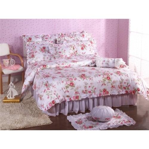 100% Cotton small flowers Bedding Set Korean style twin Queen king Size Bed Duvet Cover Bed Skirt Bed Linen Pillow